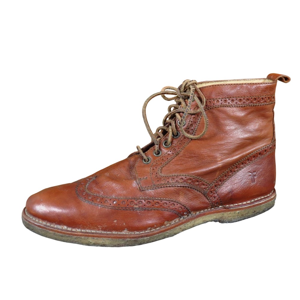 Frye Hudson Mens Wingtip Boot Size 11.5 D Work Heritage Brown Leather 87616